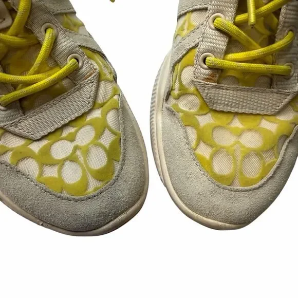 COACH Citysole Signature Mesh Runner Sneakers lemon yellow size 7.5 - Picture 4 of 9